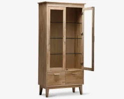 Vitrine i hvidolieret eg B. 94 cm