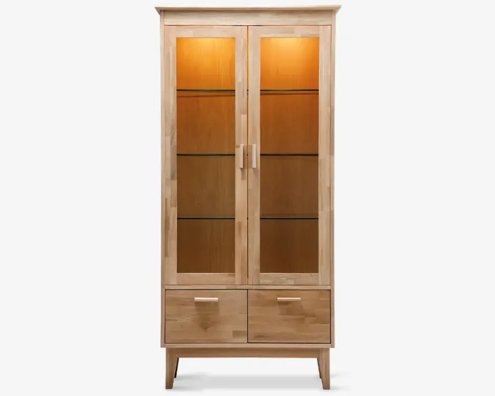 Vitrine i hvidolieret eg B. 94 cm