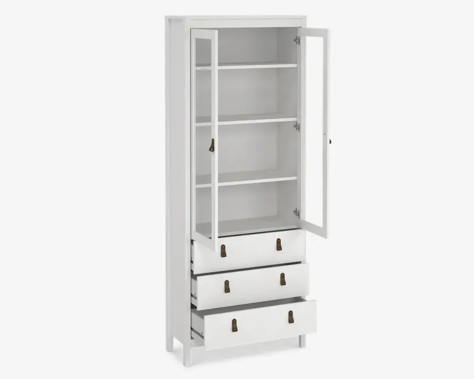 Vitrine Madrid hvid med 3 skuffer
