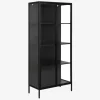 Vitrine Newcastle i sort med 4 hylder