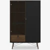 Vitrine Ry B. 102 cm sort/valnød